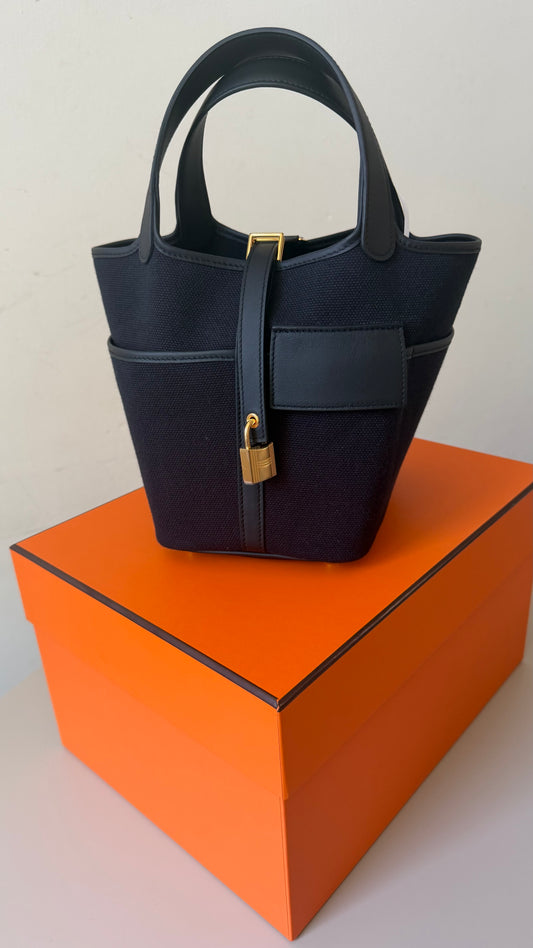 Picotin pocket cargo black with gold hardware
