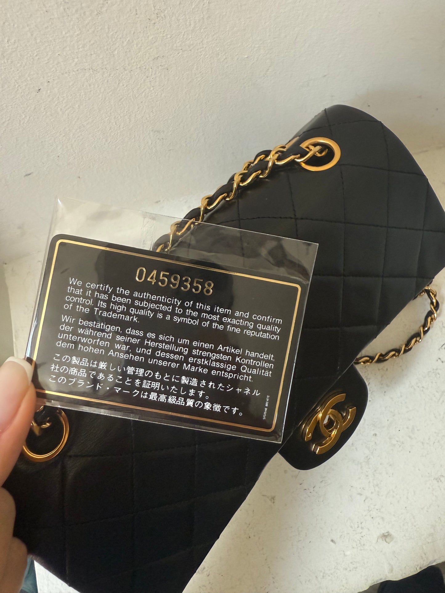Chanel black small lambskin 0 series