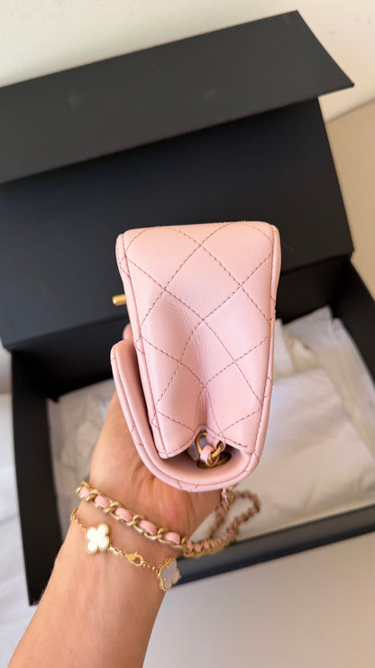 Chanel mini pink lambskin pearl crush