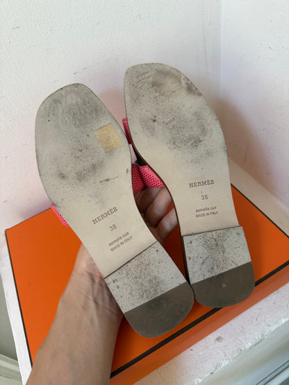 Hermes lizard oran slipper 38 worn once