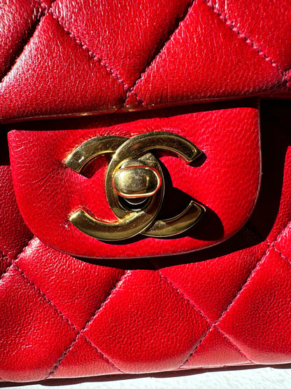Chanel small flap bag red