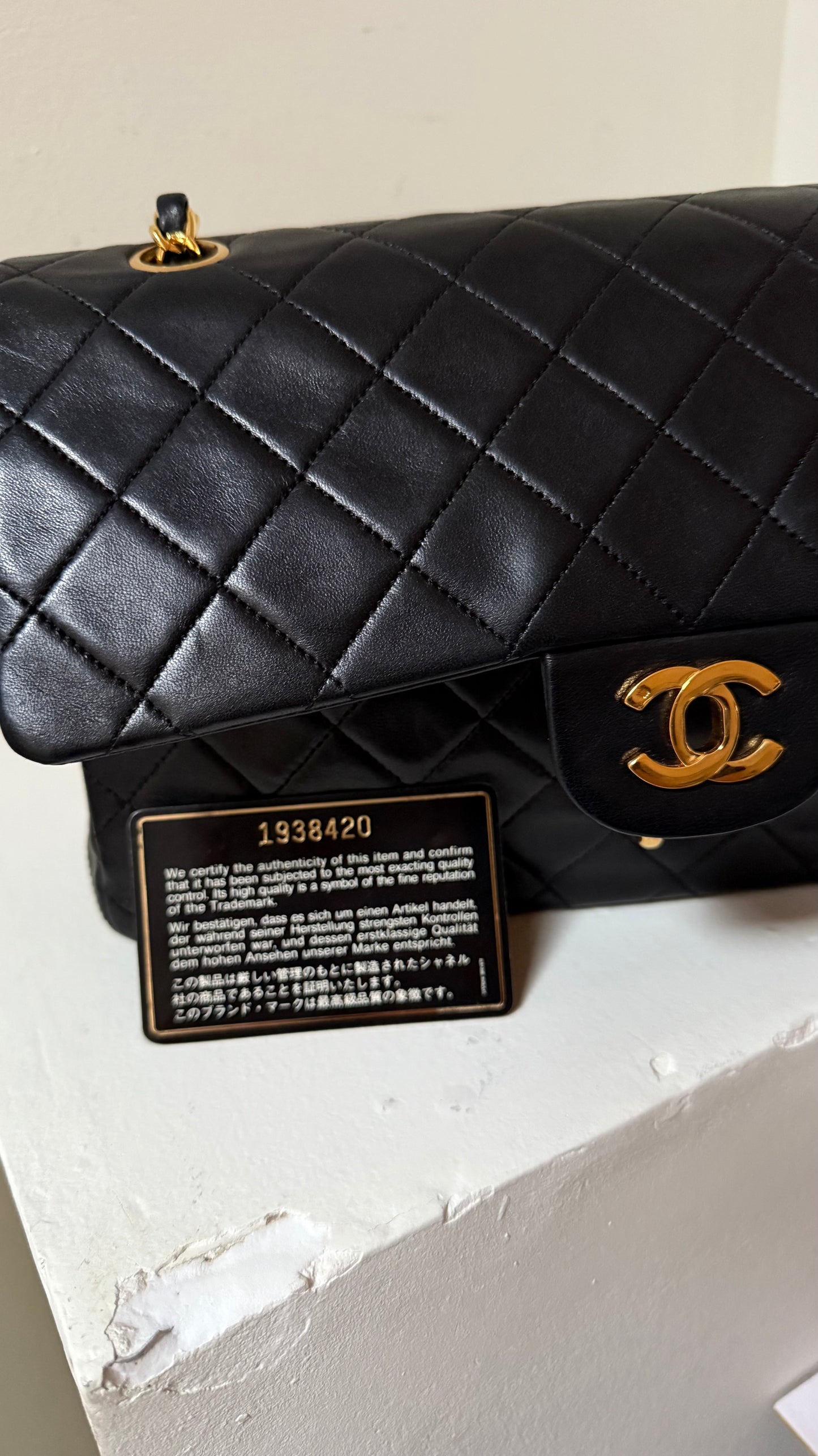 Chanel medium vintage lambskin double flapbag 1 series (1989-1991)