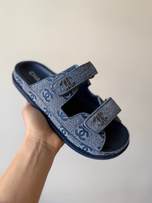 Chanel dad sandal denim 37