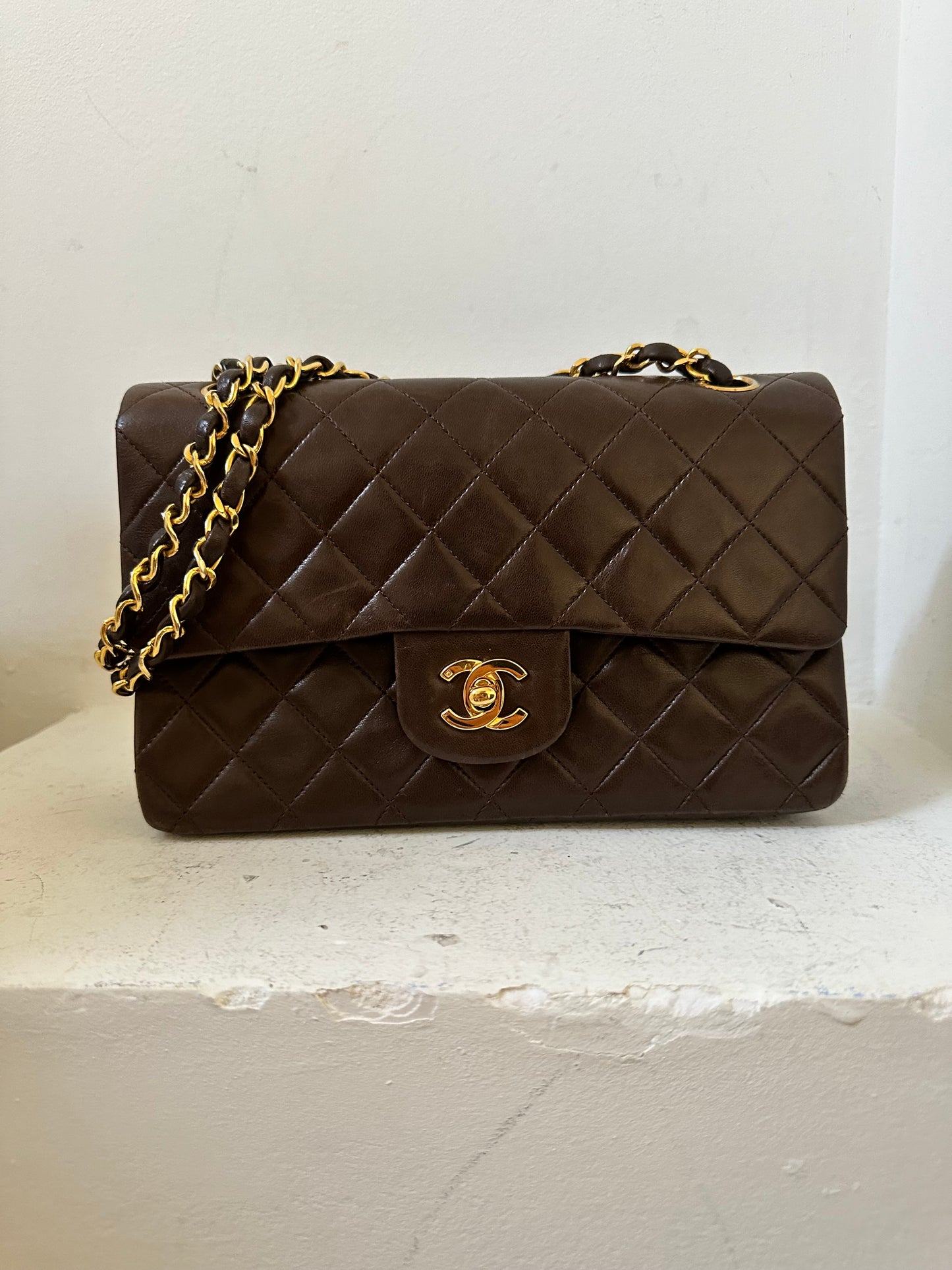 Chanel small chocolate vintage flap bag