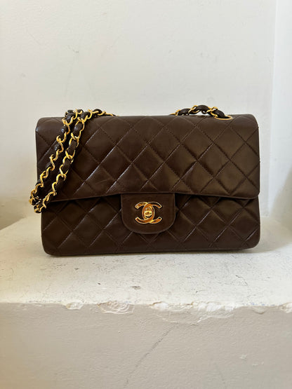 Chanel small chocolate vintage flap bag
