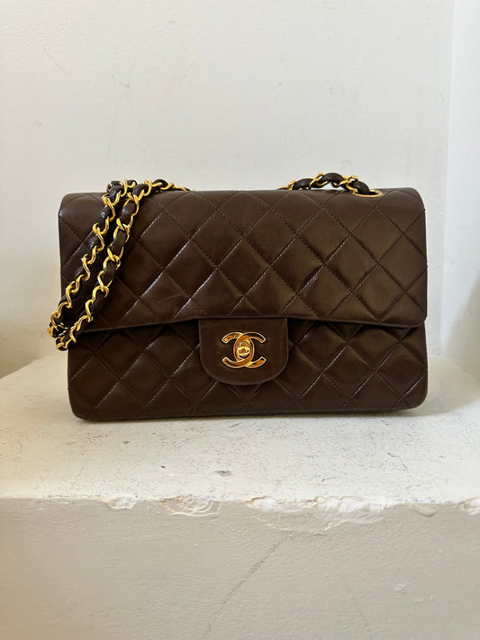 Chanel small chocolate vintage flap bag