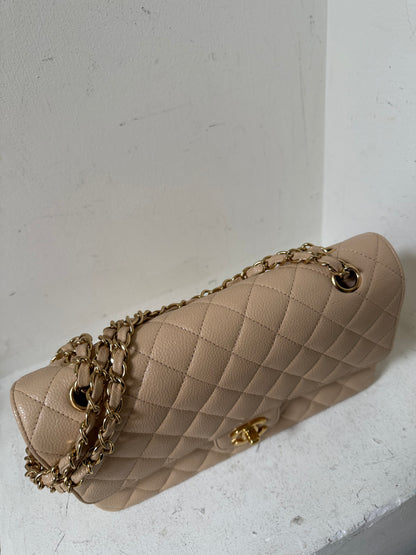 Chanel beige caviar medium flap