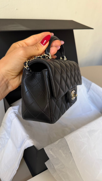 Chanel mini top handle black full set