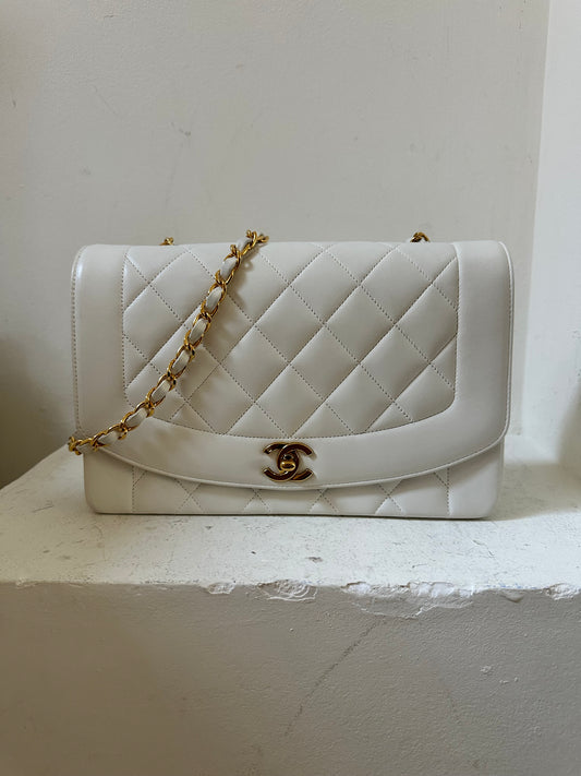Chanel Diana white medium flap bag