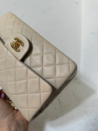 Small vintage cream lambskin classic flapbag 2 series