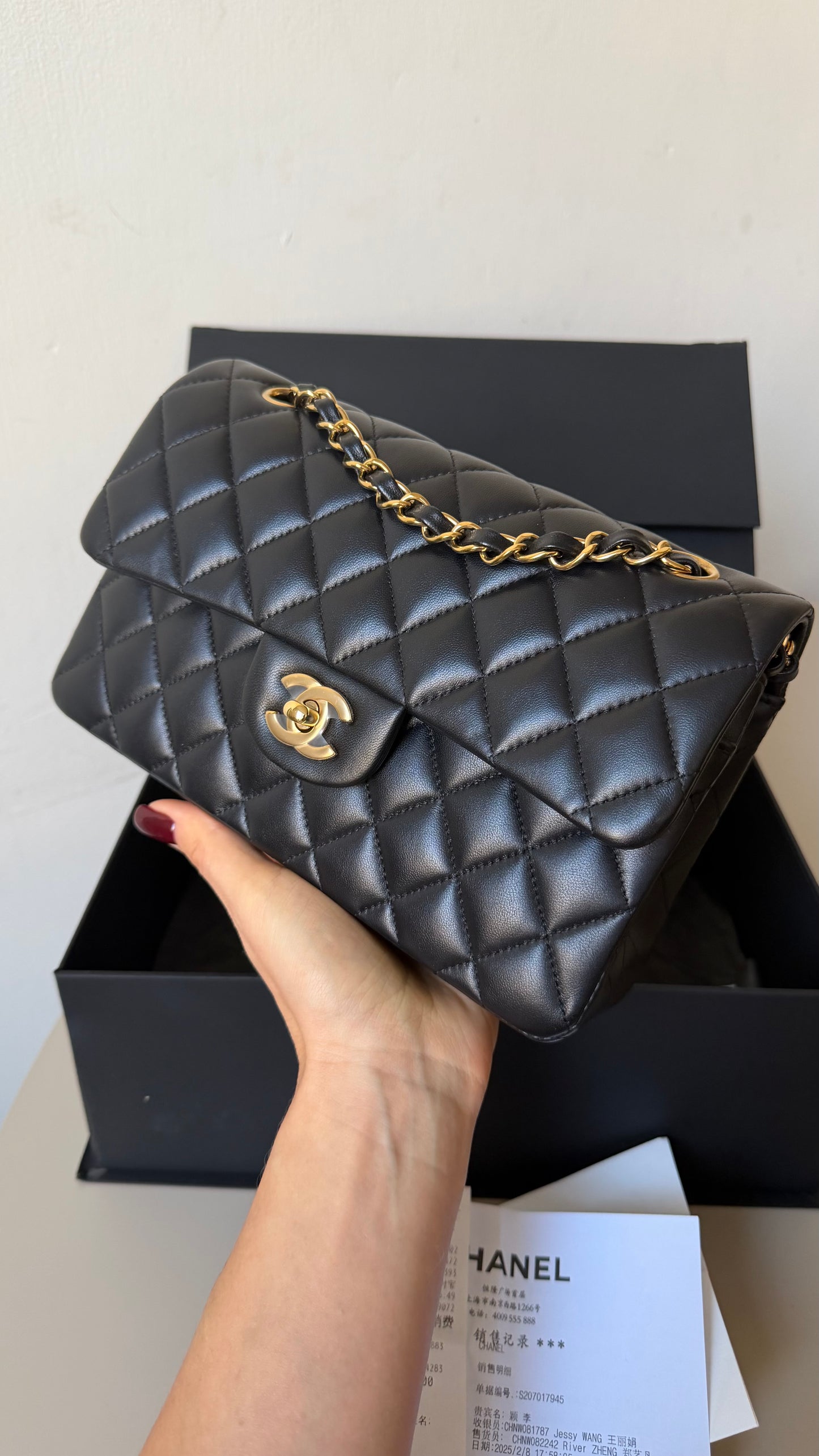 Chanel small lambskin black double flapbag 2025