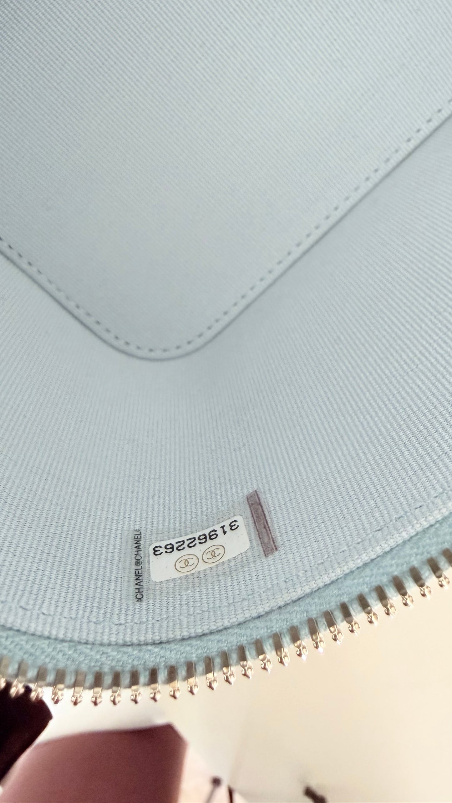 Chanel vanity case baby blue lambskin