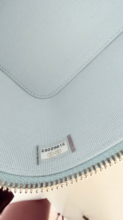 Chanel vanity case baby blue lambskin