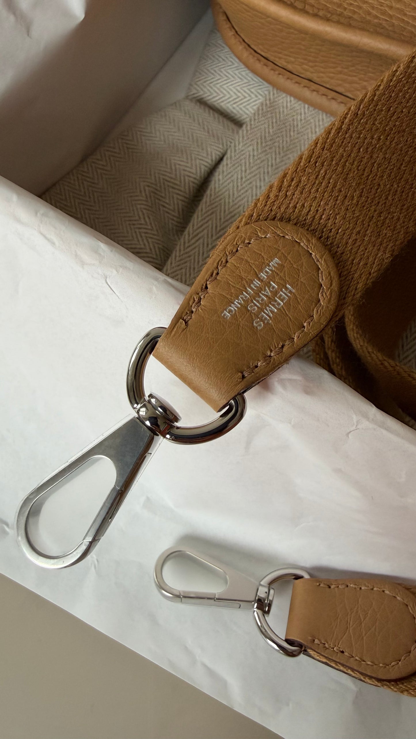 Hermes mini Evelyne biscuit palladium hw