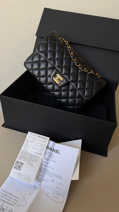 Chanel small lambskin black double flapbag 2025
