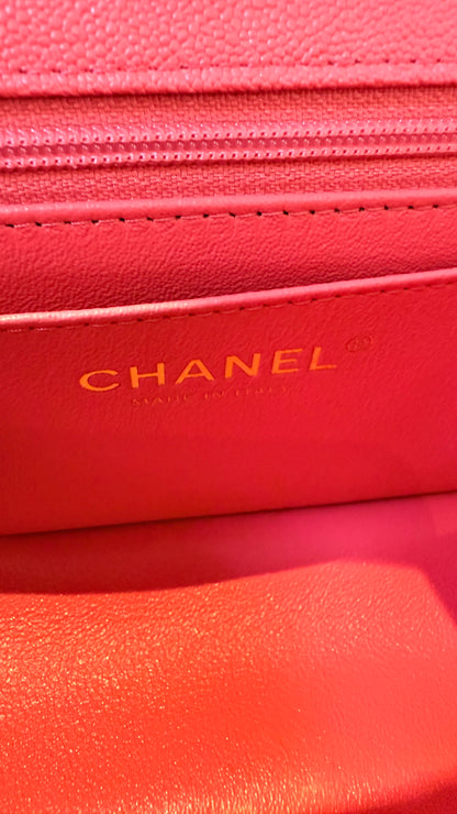 Chanel mini top handle pink caviar 31 serie (2021) full new set