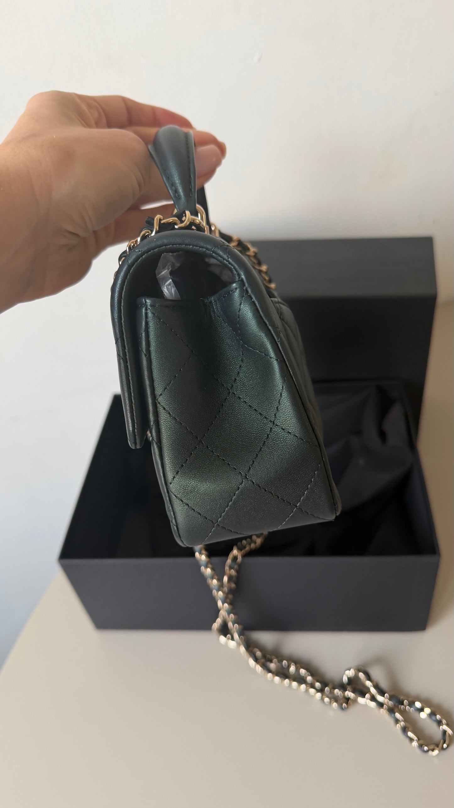 Chanel mini Iridiscent green top handle