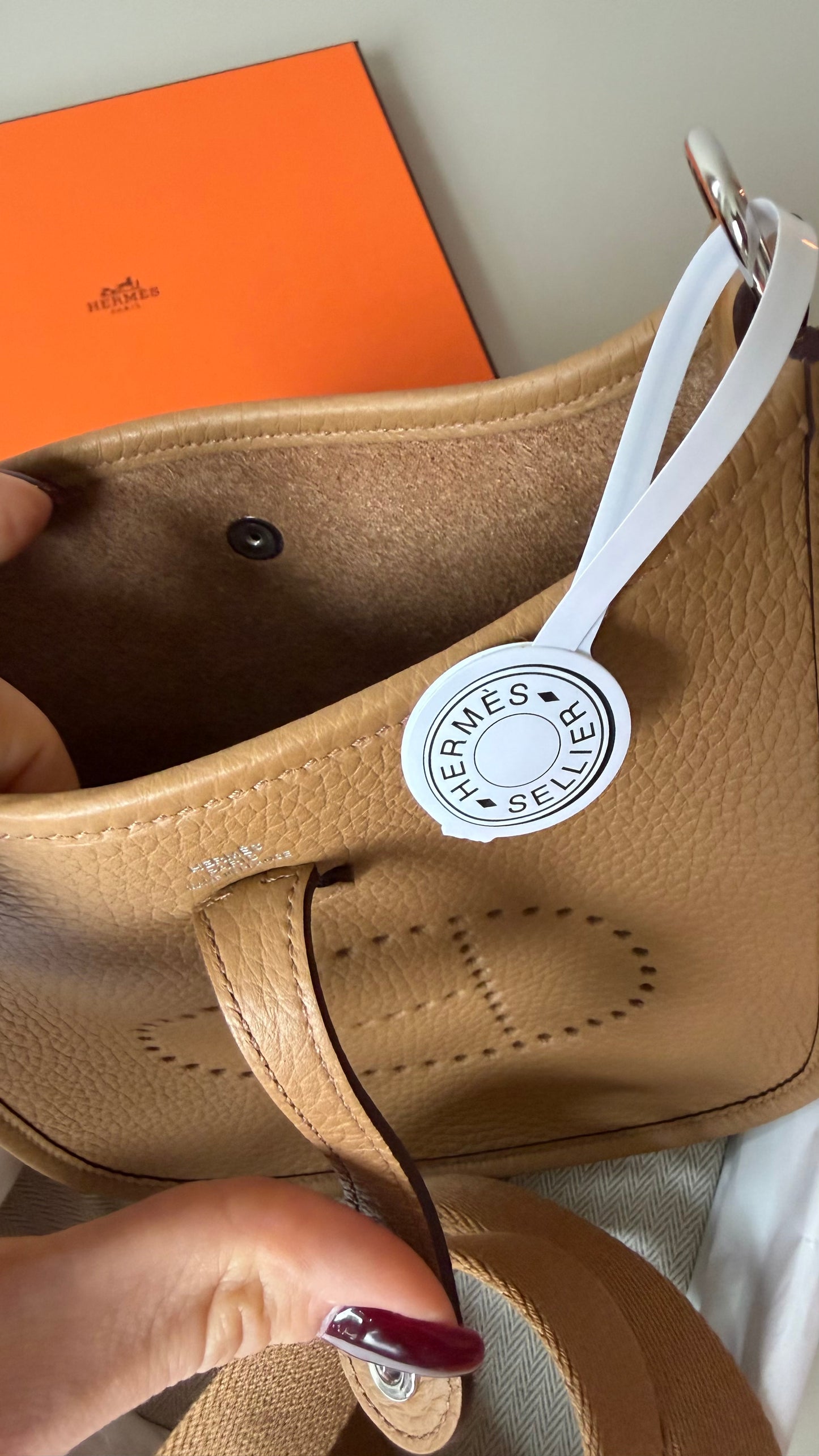 Hermes mini Evelyne biscuit palladium hw