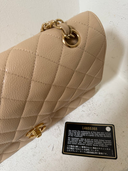 Chanel beige caviar medium flap