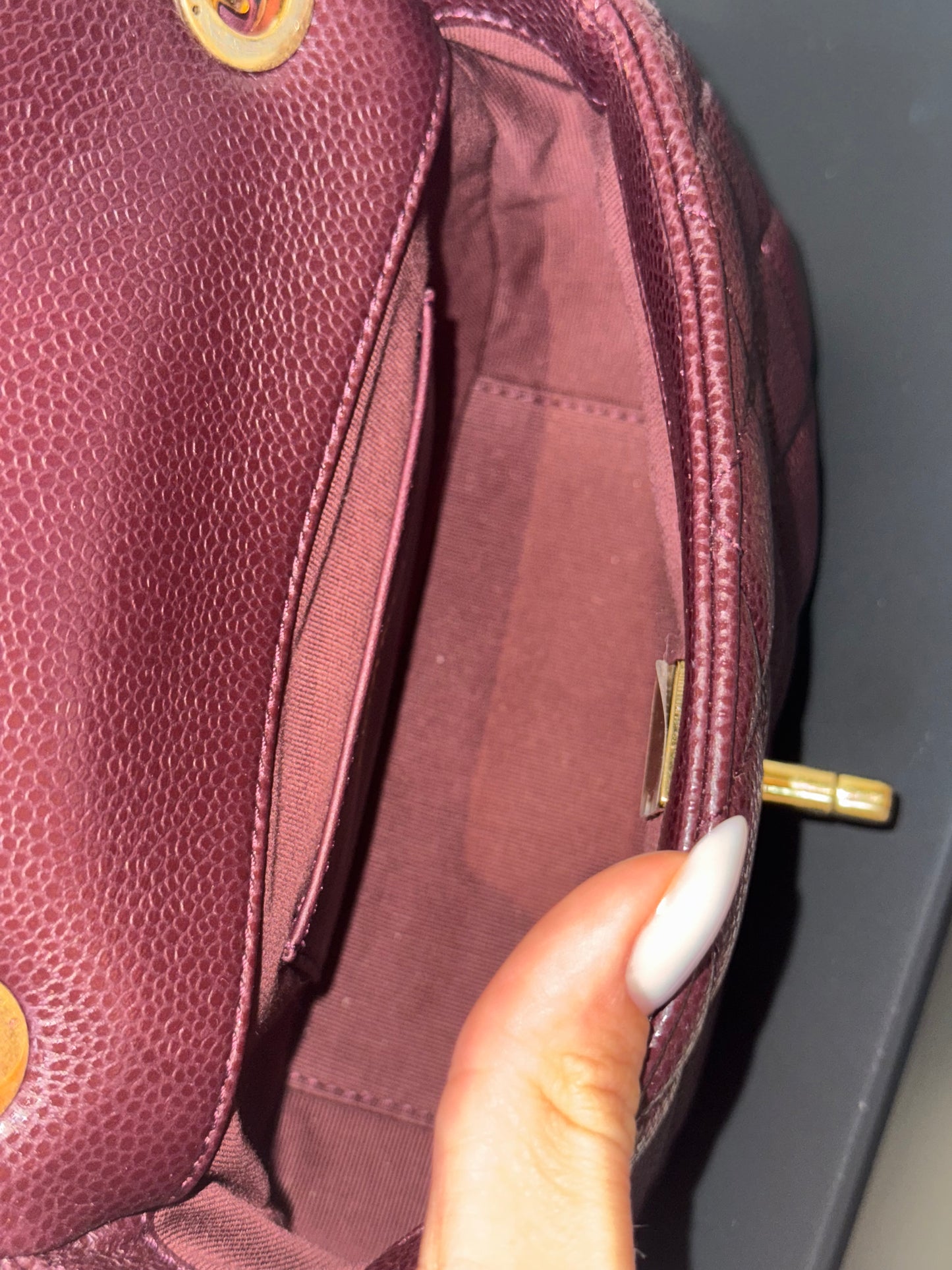 Chanel 24B caviar mini bag in burgundy