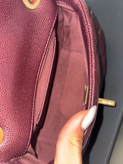 Chanel 24B caviar mini bag in burgundy