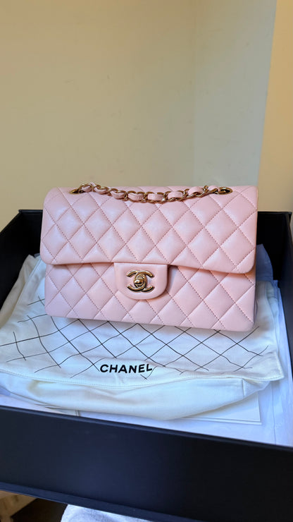 Chanel baby pink small lambskin 2023 classic flap
