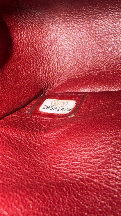 Chanel red caviar small classic flapbag