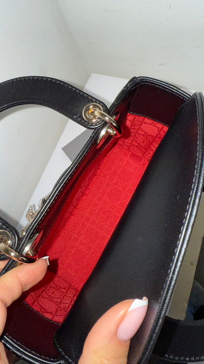 Lady dior small black lambskin