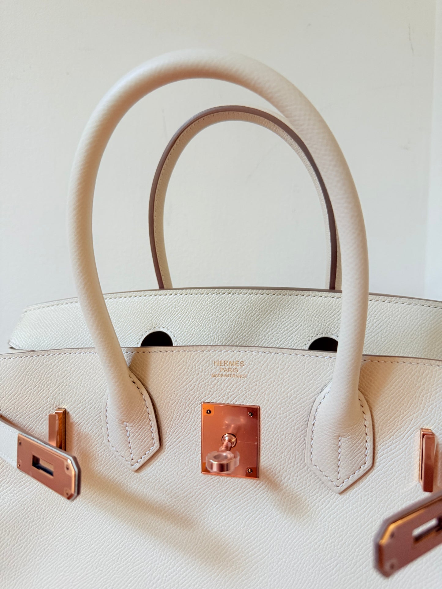 Birkin 30 craie epsom rose gold hardware full set