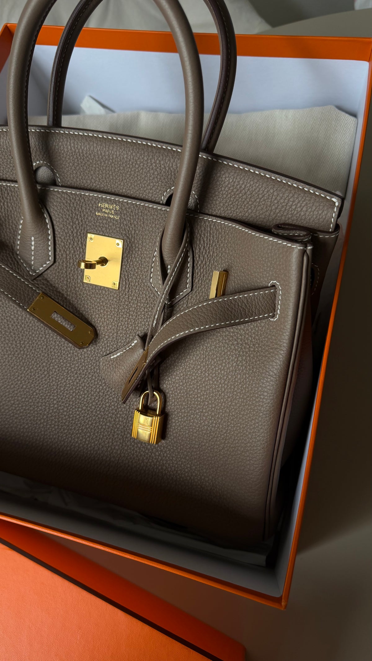 Hermes Birkin 30 etoupe Togo leather A stamp