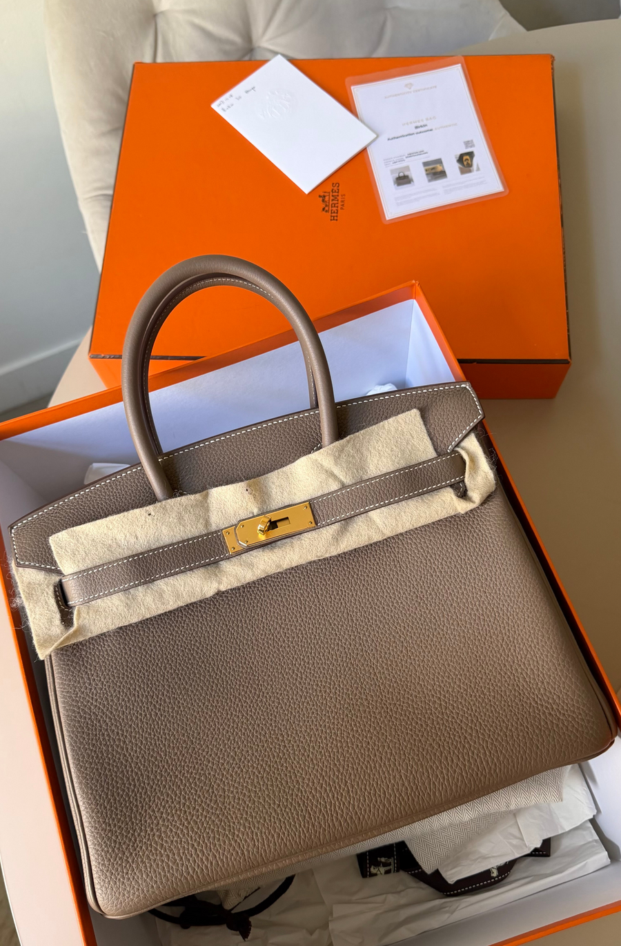 Hermes Birkin 30 etoupe Togo leather A stamp