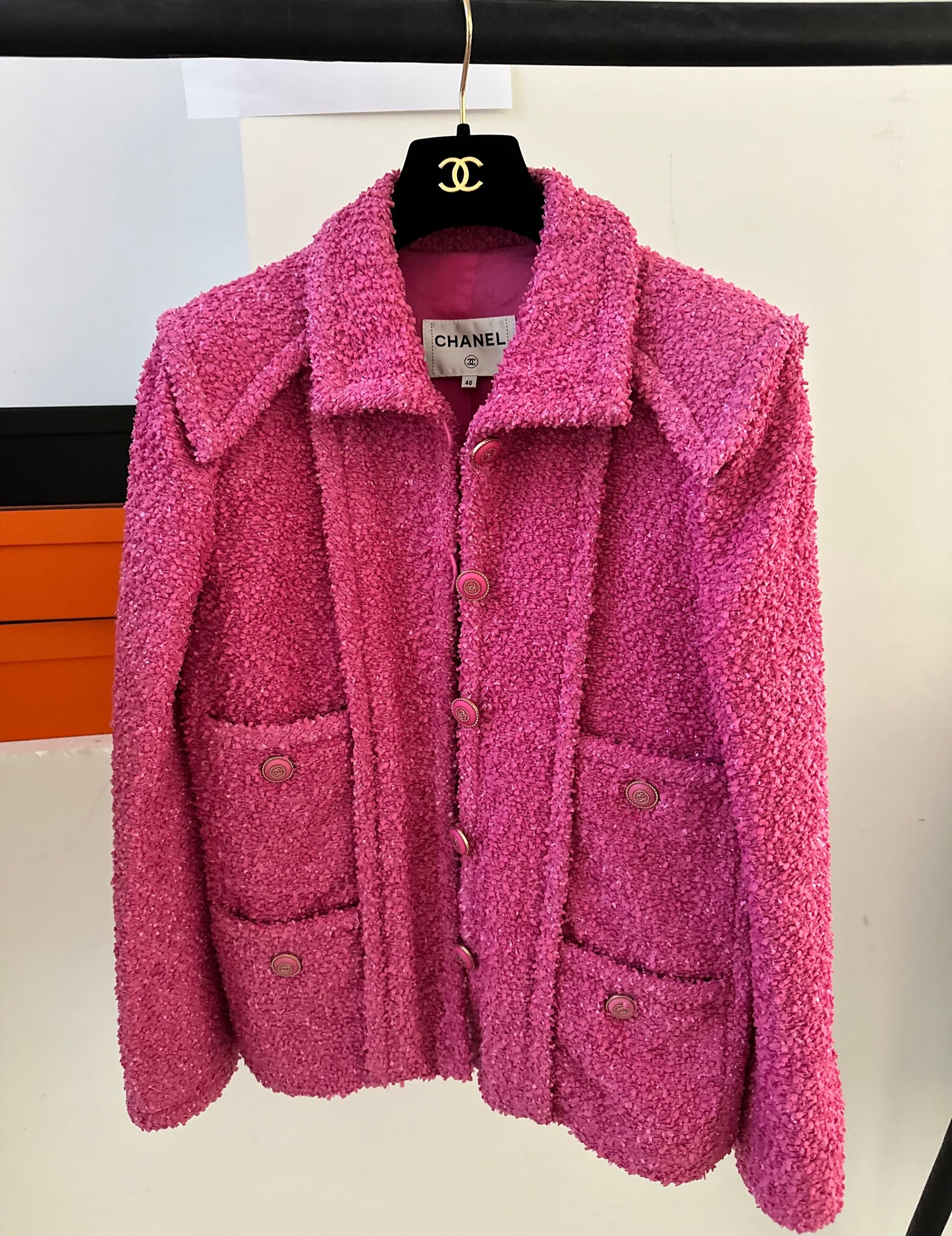 Chanel pink tweed blazer 2020 cruise