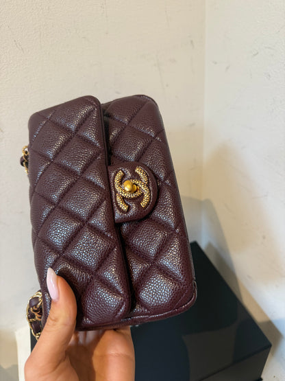 Chanel 24B caviar mini bag in burgundy