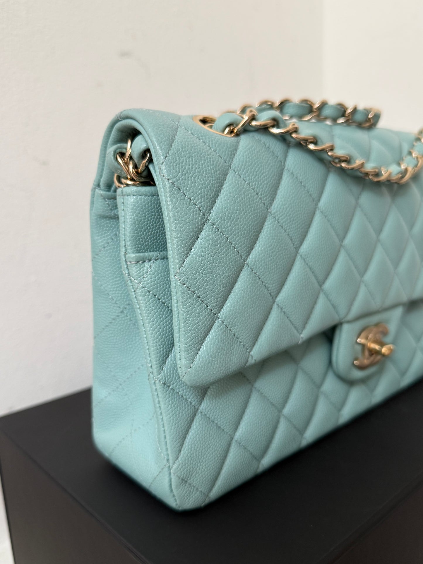 Chanel Tiffany blue medium caviar flapbag