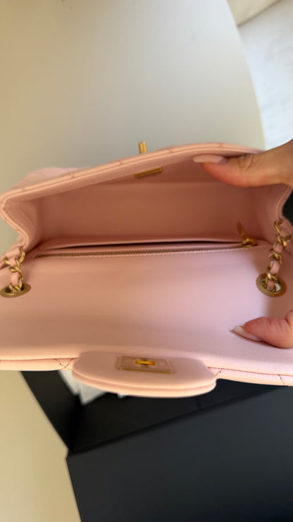 Chanel mini pink lambskin pearl crush