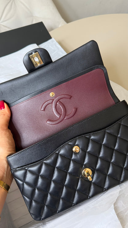 Chanel 2025 black medium lambskin classic flapbag