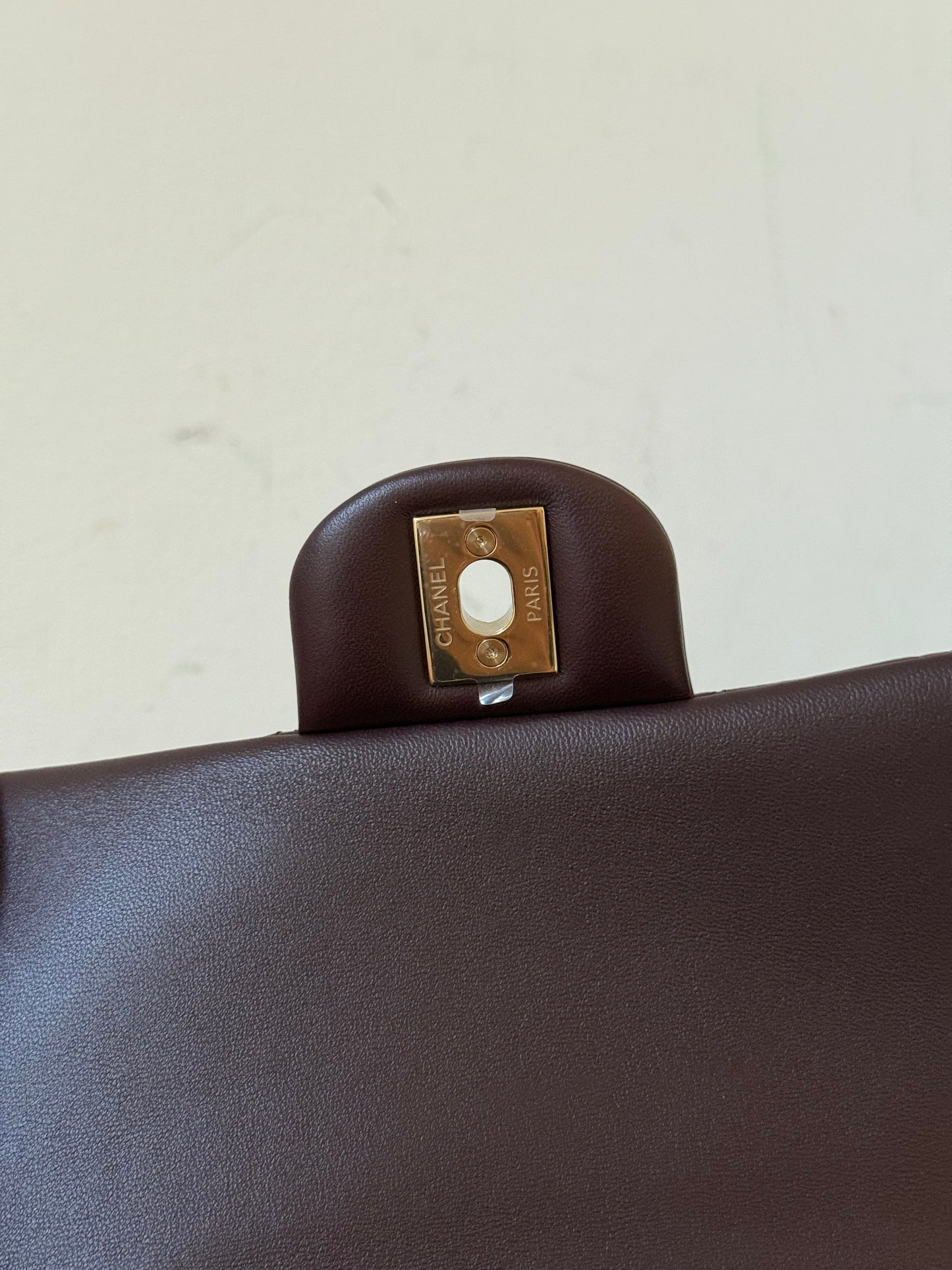 Chanel top handle dark brown/purple