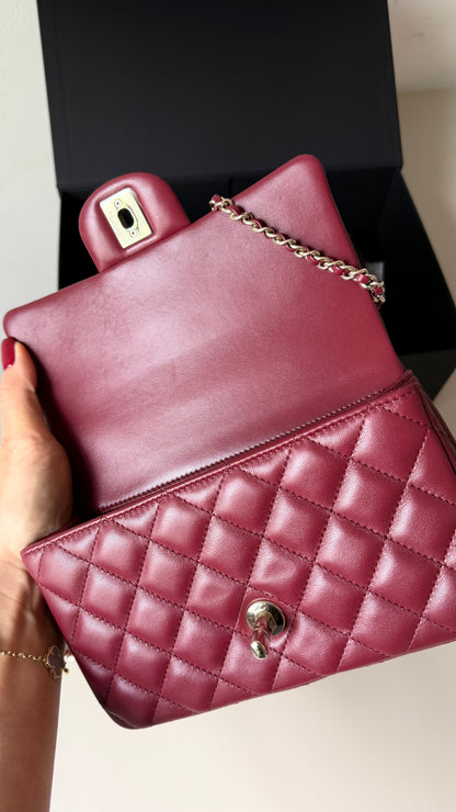 Chanel mini top handle burgundy