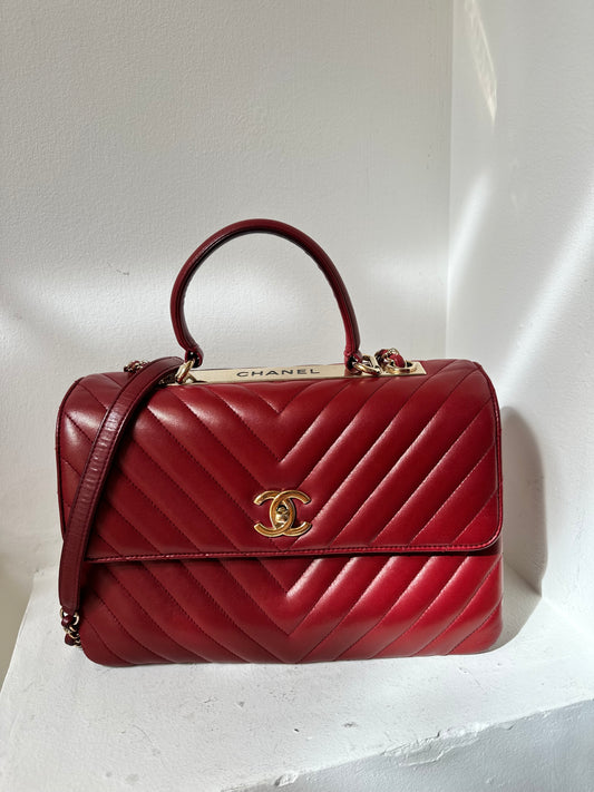 Chanel trendy CC medium red flapbag