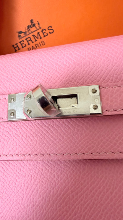 Kelly 25 rose confetti Epsom leather palladium hardware stamp Y full set
