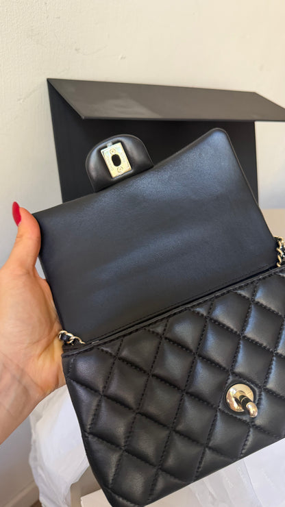 Chanel mini top handle black full set