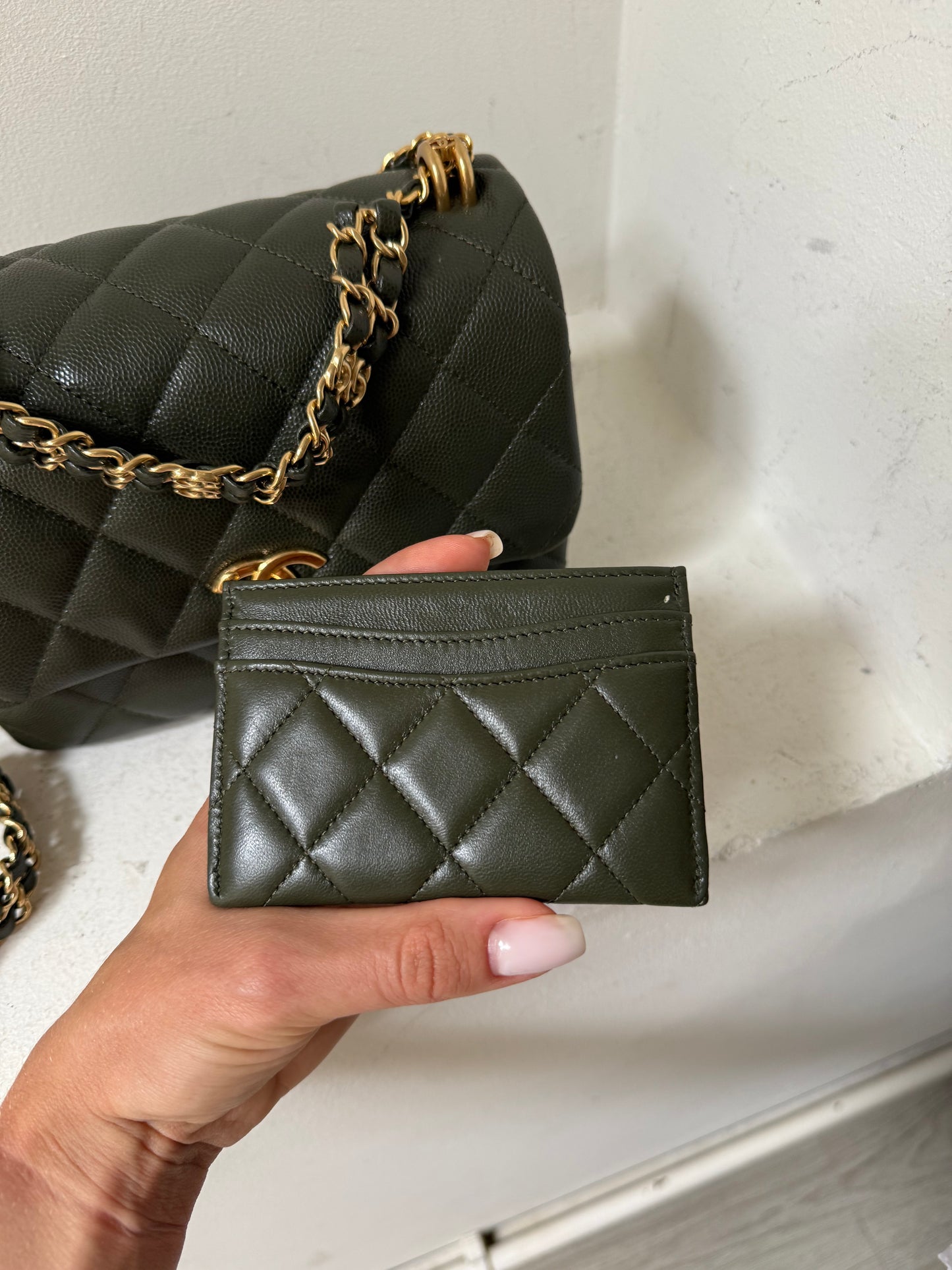 Chanel Olive green cardholder