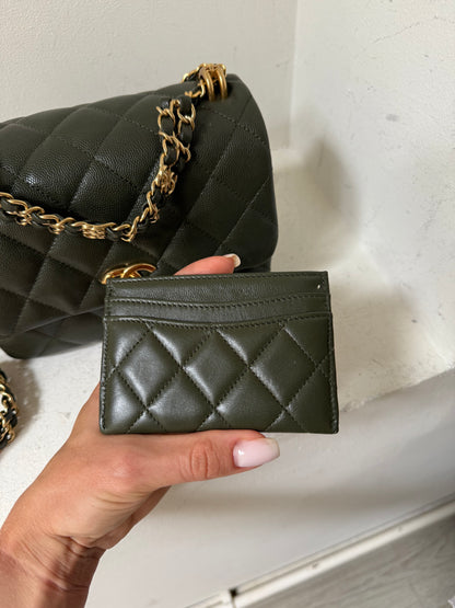 Chanel Olive green cardholder