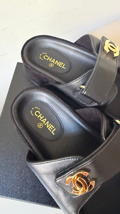 Chanel sad sandal zwart 39