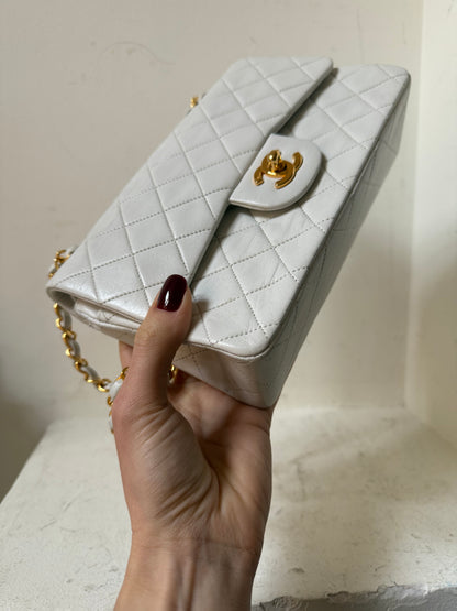 Chanel white small vintage lambskin