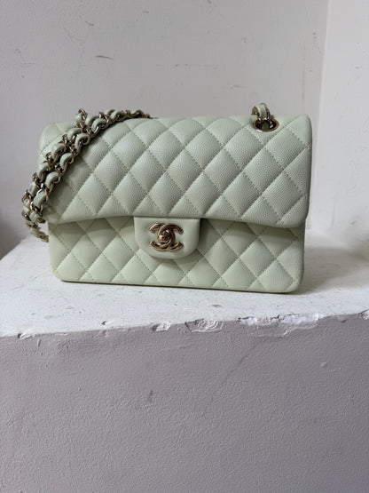 Chanel small caviar mint green flapbag 2023