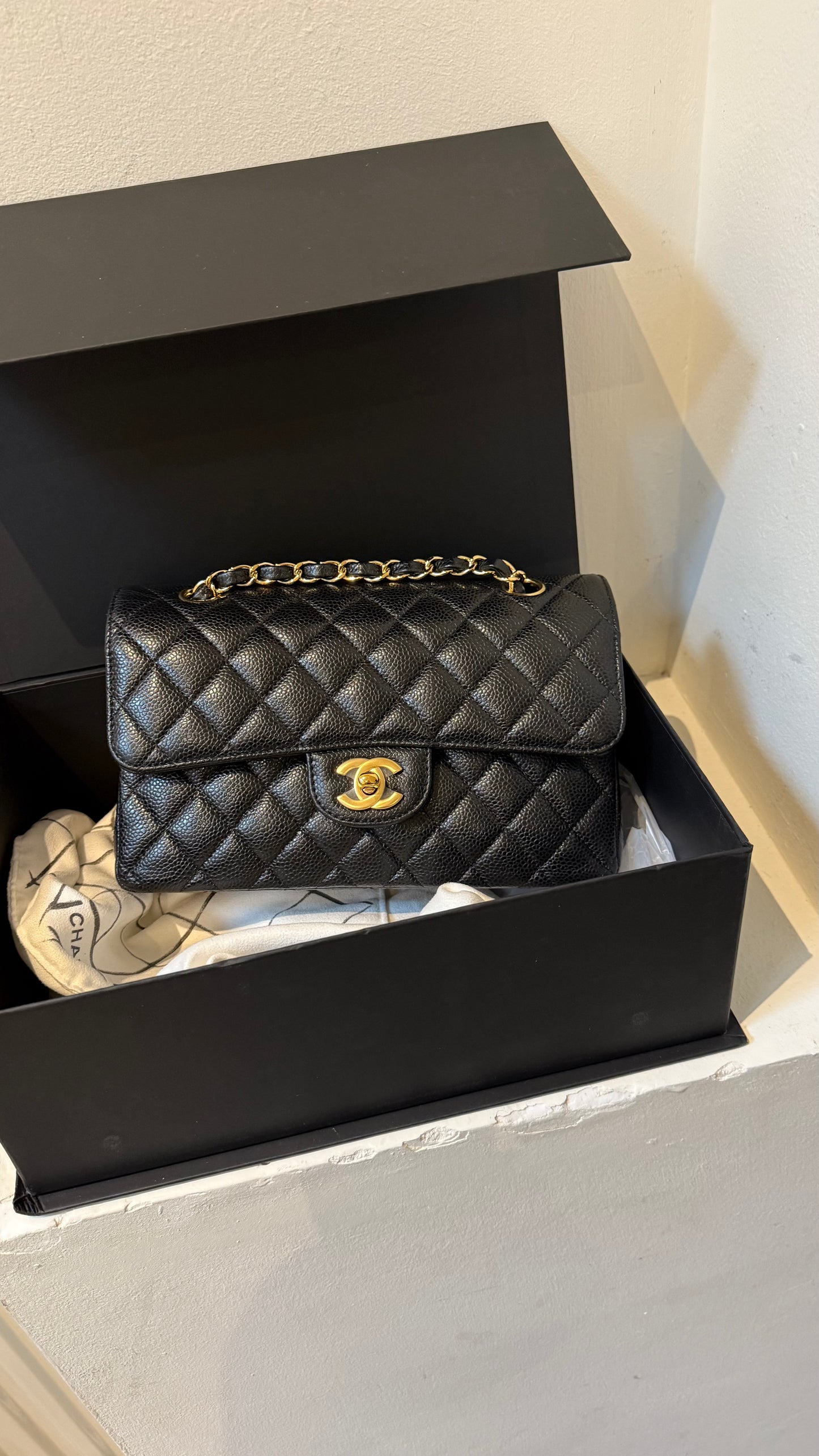 Chanel classic caviar flap small 2021 full set incl invoice