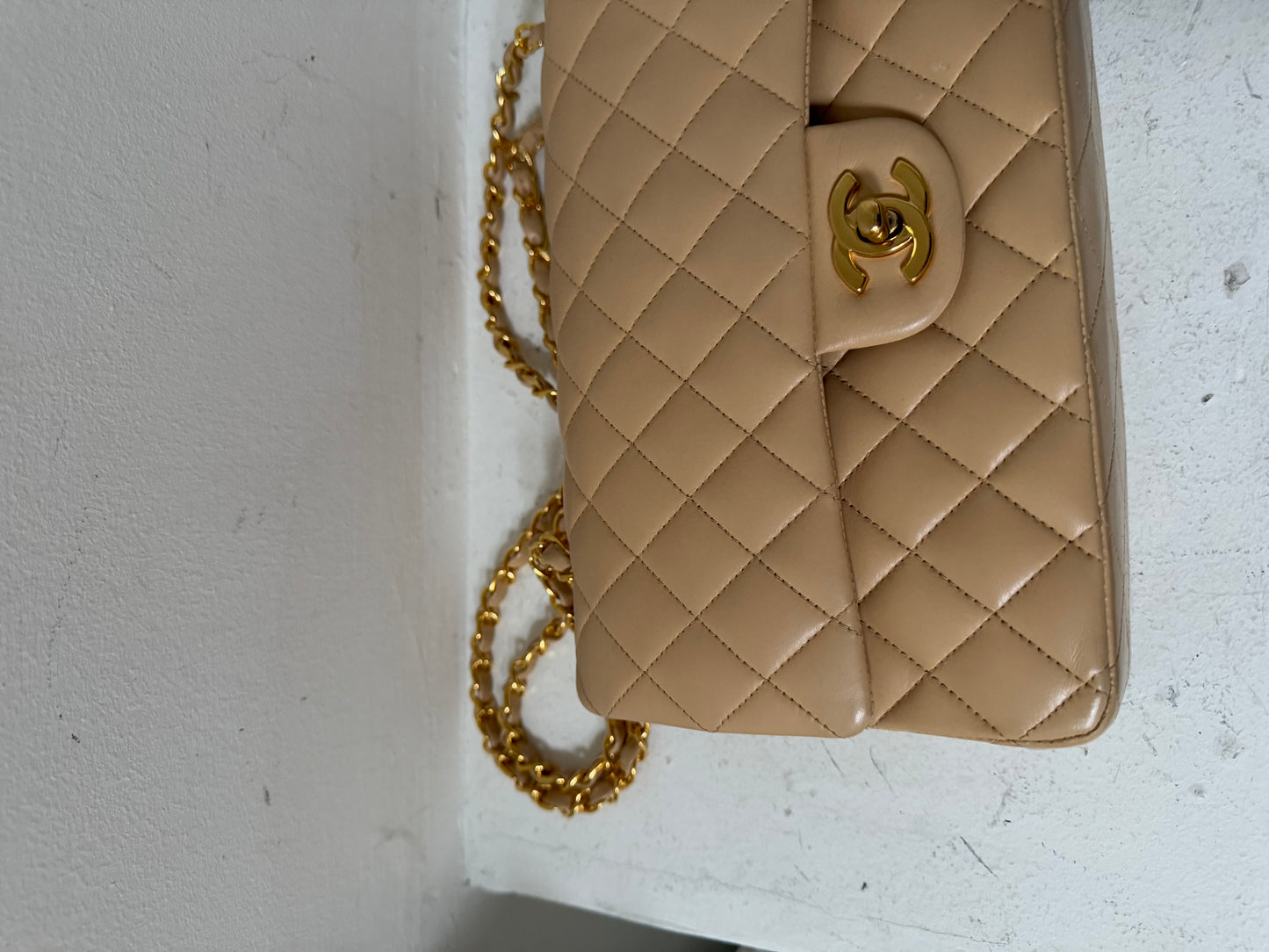 Chanel medium flap bag in beige 2009