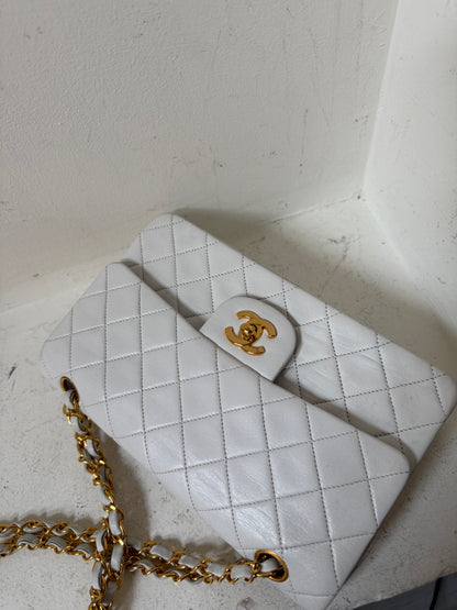 Chanel white small vintage lambskin