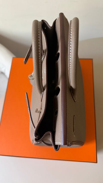 Hermes Birkin 25 etoupe togo leather palladium hardware stamp G